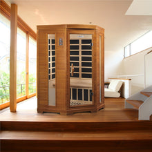 Load image into Gallery viewer, Dynamic Heming Elite 2-person Corner Ultra Low EMF (Under 3MG) FAR Infrared Sauna (Canadian Hemlock)