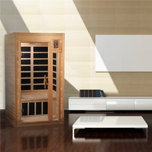 Load image into Gallery viewer, Golden Designs "Barcelona Select" 1-2-person Low EMF Far Infrared Sauna Canadian Hemlock