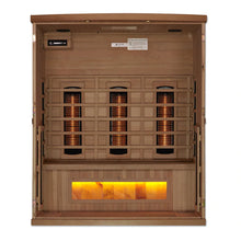 Load image into Gallery viewer, Golden Designs 3-Person Full Spectrum PureTech™ Near Zero EMF FAR Infrared Sauna with Himalayan Salt Bar (Canadian Hemlock)