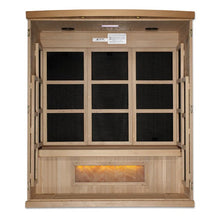 Load image into Gallery viewer, Golden Designs 3-Person "Hotel Edition" Full Spectrum PureTech™ Near Zero EMF FAR Infrared Sauna with Himalayan Salt Bar (Canadian Hemlock)