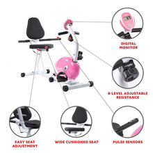 Load image into Gallery viewer, Sunny Health & Fitness Magnetic Recumbent Bike Exercise Bike, 220lb Capacity, Monitor, Pulse Rate Monitoring