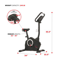 Load image into Gallery viewer, Sunny Health & Fitness Magnetic Upright Exercise Bike With Programmable Monitor And Pulse Rate Monitoring