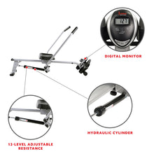 Load image into Gallery viewer, Sunny Health & Fitness Full Motion Rowing Machine Rower W/ 350 Lb Weight Capacity And Lcd Monitor