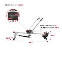 Load image into Gallery viewer, Sunny Health & Fitness Full Motion Rowing Machine Rower W/ 350 Lb Weight Capacity And Lcd Monitor