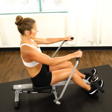 Load image into Gallery viewer, Sunny Health & Fitness Full Motion Rowing Machine Rower W/ 350 Lb Weight Capacity And Lcd Monitor