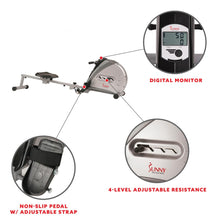 Load image into Gallery viewer, Sunny Health & Fitness Elastic Cord Rowing Machine Rower W/ Lcd Monitor