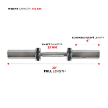 Load image into Gallery viewer, Sunny Health & Fitness 20" Olympic Single Dumbbell Handlebar W/ Ring Collars
