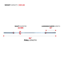 Load image into Gallery viewer, Sunny Health & Fitness 86" Olympic Bar 1500 Lbs Capacity