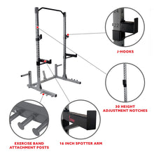 Load image into Gallery viewer, Sunny Health & Fitness Power Squat Rack W/ High Weight Capacity, Weight Plate Storage, Swivel Landmine & Band Attachments