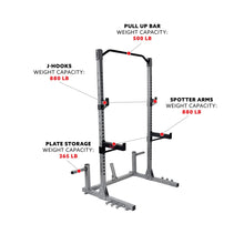 Load image into Gallery viewer, Sunny Health & Fitness Power Squat Rack W/ High Weight Capacity, Weight Plate Storage, Swivel Landmine & Band Attachments