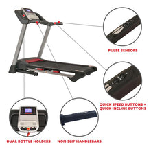 Load image into Gallery viewer, Sunny Health & Fitness Electric Folding Treadmill With Heart Rate Monitoring, Bluetooth Speakers And Usb Charging Function