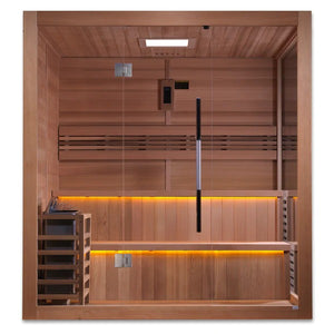 Golden Designs "Kuusamo Edition" 6 Person Indoor Traditional Steam Sauna (GDI-7206-01) - Canadian Red Cedar Interior