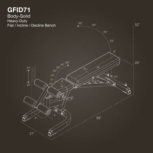 Body-Solid GFID71 Heavy Duty Flat Incline Decline Bench