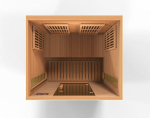 Golden Designs Maxxus 2 Per Low EMF FAR Infrared Carbon Canadian Red Cedar Sauna