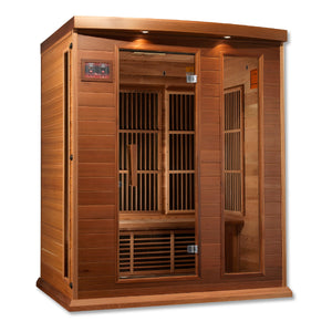 Golden Designs Maxxus "Avignon Edition" 3 Per Near Zero EMF FAR Infrared Carbon Canadian Red Cedar Sauna