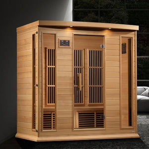 Golden Designs Maxxus 4 Per Near Zero EMF FAR Infrared Carbon Canadian Hemlock Sauna