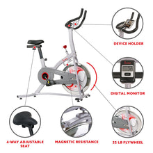 Load image into Gallery viewer, Sunny Health &amp; Fitness Indoor Cycling Bike With Magnetic Resistance