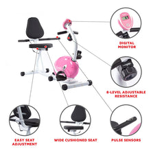 Load image into Gallery viewer, Sunny Health &amp; Fitness Magnetic Recumbent Bike Exercise Bike, 220lb Capacity, Monitor, Pulse Rate Monitoring