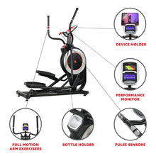 Load image into Gallery viewer, Sunny Health &amp; Fitness Motorized Elliptical Machine W/ Device Holder, Programmable Monitor And Heart Rate Monitoring