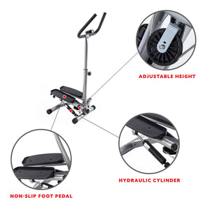 Sunny Health & Fitness Twist Stepper Step Machine W/ Handlebar And Lcd Monitor