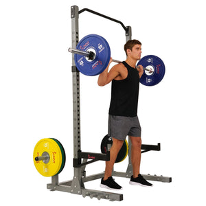 Sunny Health & Fitness Power Squat Rack W/ High Weight Capacity, Weight Plate Storage, Swivel Landmine & Band Attachments