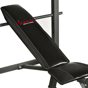 Sunny Health & Fitness Adjustable Weight Bench W/ Decline, Flat And Incline Training Positions And Leg Developer