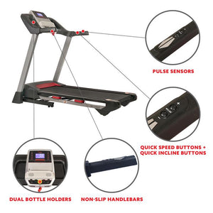 Sunny Health & Fitness Electric Folding Treadmill With Heart Rate Monitoring, Bluetooth Speakers And Usb Charging Function